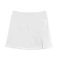 Minimalist high waist white A-line skort with side slit detail for women fashion - XS / White