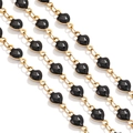 Golden stainless steel chain with black enamel heart pendants for jewelry making - Vertical / Black