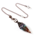Antique silver chakra resin pendulum necklace with colorful crystal stones on white background - 7 Chakra Stones (Antique Bronze)