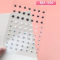 Face makeup stickers BJA-506 featuring black stars, white pearls and colorful rhinestones - Black Star Pearl Jewels (BJA-506)