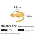 Detail view of 18K gold plated stainless steel spiral ring with size and weight specs - Adjustable Open / Gold Spiral Design Style (NB-R24172)