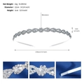 Detailed size specifications of silver rhinestone headband with dimensions and weight info - Silver