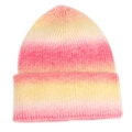 Detail van roze en gele tie-dye gebreide muts met dikke geribbelde textuur - M (56-58cm) / Roze Geel Gradiënt