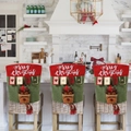 Set of three red and green Christmas chair back covers featuring 3D reindeer design - Single Chair Cover / Elk