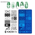 Detail of Christmas nail stamping plate featuring snowflakes, reindeer, and snowman patterns - Christmas Style 07 (MANZILIN-07)