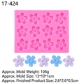 Pink 12-hole 5-petal flower silicone mold with dimensions 13x10x1cm for cake decor - No. 1 - Pink