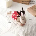 Handmade Christmas wool felt reindeer ornament with red polka dot vest 19x12cm - No. 17 (Reindeer with Polka Dot Vest)