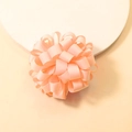 Pink handmade curly grosgrain ribbon hair tie with high elastic band for children - Nude