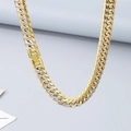 Bracelet gourmette bicolore argent et or pour hommes avec fermoir à boîte premium - Collier Bicolore