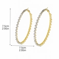 Golden oversized crystal hoop earrings with pavé rhinestones in 7.5cm diameter - Gold Large Circle Full Rhinestone Earrings (DTE-GZ70GL)