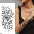 Sketch style black rose temporary tattoo sticker BK-025 for arm placement - Pattern BK-025
