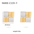 Quadratische Ohrringe mit gewebtem Wellenmuster in Gold-Silber-Mix und Schachbrett-Design - Zweifarbige Gewebte Ohrstecker / Gold und Silber