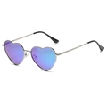 Silver heart-shaped sunglasses with purple blue gradient lenses and metal frame - Silver Frame Blue Green Mirror C13