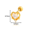 Orecchino a cuore dorato con opale cangiante e zirconi lucidi per donna - Stile Cuore Zirconia (AMY1-1#金)