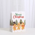 White Christmas kraft paper gift bag featuring gingerbread man and tree illustrations - 038-2 White Gingerbread Man Christmas Tree / 21*15*8cm