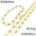 Set bracciale e collana a catena cubana in acciaio inossidabile placcato oro 18K - Bracciale / Oro