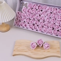 50 pieces of light purple soap rose flower heads for Valentine's gift boxes and decor - 3 Layers (50 Pcs/Box) / Light Purple