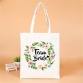 White cotton Team Bride tote bag with floral wreath design for bridal shower party - Team Bride Floral Wreath