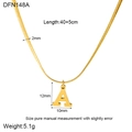 Minimalist 18K gold plated stainless steel snake chain with letter A pendant necklace - Style A (DFN148A)
