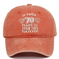 Gorra de béisbol de algodón naranja desgastado con bordado de plata 70 cumpleaños - Naranja