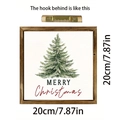 Square wooden Christmas tree frame with hook, 20x20cm festive table decoration - Wooden Frame Christmas Tree / 20*20*1cm