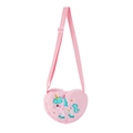 Borsa a tracolla unicorno in peluche rosa a forma di cuore con cinturino regolabile - Rosa