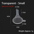 Mini embudo transparente de PP para perfume y aceites, tamaño 3cm x 4cm con hueco 0,5cm - 1 pieza / Transparente