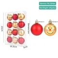 Christmas tree ornaments set with 6 red matte balls and 6 hand-painted golden glitter faces - Style 09-Red Matte Gold Smile Face Ball Set