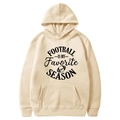 Unisex beige fleece hoodie with Football Is My Favorite Season letter print - Apricot-Football Is My Favorite Season