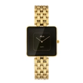 Elegant gold square quartz watch for women featuring a minimalist black dial and metal strap - Small / Gold Black