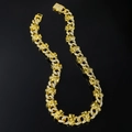 Iced out gold skull necklace with pavé diamonds on Cuban link chain for men - Necklace (50cm) / Gold