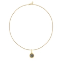 Collier rétro français doré avec pendentif rond en pierre dalmate et chaîne fine - Jaspe dalmatien