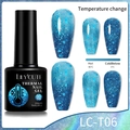 Thermal glitter nail gel LC-T06 with blue sequins changing from light to deep blue color - 06 (Deep Blue to Light Blue)