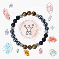 Triple Protection bracelet with 8mm tiger eye, obsidian, and hematite healing beads - Triple Protection Style 2 (Triple Protection-2)
