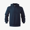 Donkerblauwe heren hoodie met kabelpatroon in een casual effen kleur en lange mouwen - S / Marineblauw