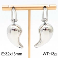 Polished silver chubby teardrop earrings in 32x18mm minimalist stainless steel style - 32x18mm(KE111293-KFC)