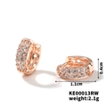 Macro shot of rose gold earrings with cubic zirconia including measurements and specifications - Rose Gold Pave Zirconia Style (KE00013RW)