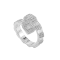 Hip-Hop-Ring mit 18K Vergoldung und Baguette-Zirkonia in elegantem Silber-Finish - US 6 / Silber