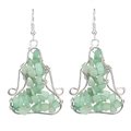 Handmade wire wrapped natural green aventurine crystal stone drop earrings for yoga - Green Aventurine