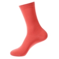 Solid bright orange ribbed crew socks for women made of breathable cotton blend fabric - One Size / Bright Orange (SW02)