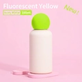 350ml ivory white stainless steel bottle with unique fluorescent yellow ball-shaped cap - Ivory White Body with Neon Yellow Ball Lid