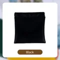 Compact black PU leather pouch with metal spring closure for jewelry and earbuds - 12*12cm / Black