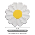 Daisy shaped silicone pot mat in milk white color with 17cm diameter and petal design - Milky White