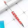 Red Santa Claus themed beadable pen with silver metal accents and festive pattern - Christmas Red Type 1 (121)