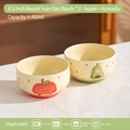 Set of two 4.5-inch ceramic bowls with cute apple and avocado patterns for yogurt or rice - Avocado + Apple / 2 Bowls