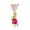 Pink heart and gold bear earring with red ruby stone in high quality stainless steel - Bear (EGD0074)