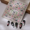 5D embossed panda nail art stickers with bamboo and flower motifs for manicure - CO-379 Gold Stamping