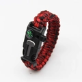 Red and black paracord survival bracelet with integrated compass and whistle buckle - Black Red Camouflage