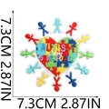 Detail of Autism Is My Superpower heart puzzle embroidery patch with dimensions - No.18-Puzzle Heart (My Superpower)
