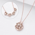 Rose gold clover necklace featuring a unique transformable four-heart shape design - Transformable Clover / Rose Gold